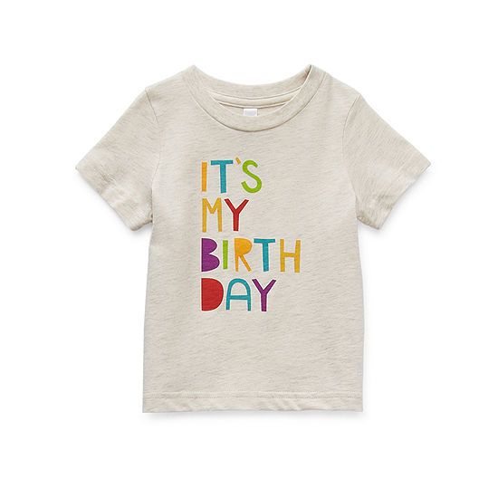 Okie Dokie Birthday Baby Boys Crew Neck Short Sleeve Graphic T-Shirt