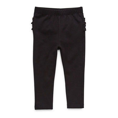 Okie Dokie Baby Girls Full Length Ruffle Back Leggings, Newborn, Black