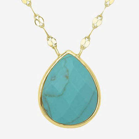 Sparkle Allure 14K Gold Over Brass 18 Inch Pear Pendant Necklace, One Size, Turq