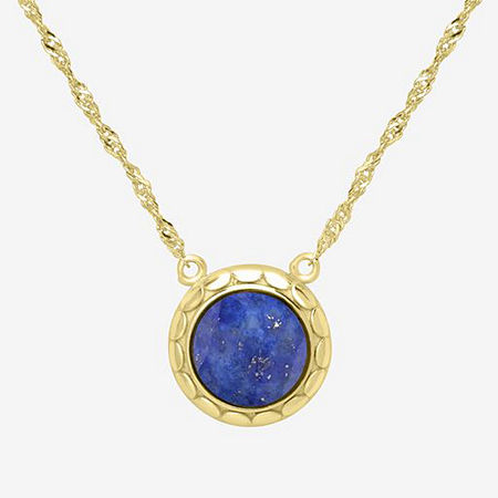 Sparkle Allure 14K Gold Over Brass 18 Inch Singapore Round Pendant Necklace, One Size, Lapis