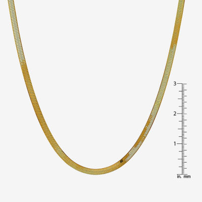14K Gold Solid Herringbone Chain Necklace