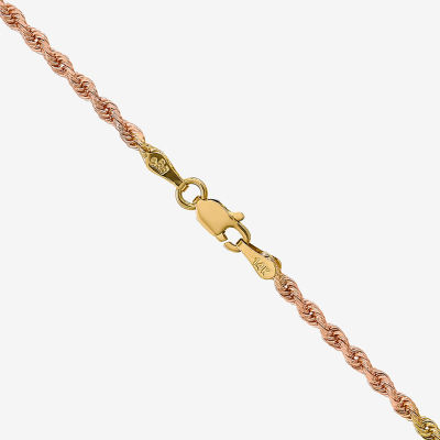 14K Tri-Color Gold Solid Rope Chain Necklace