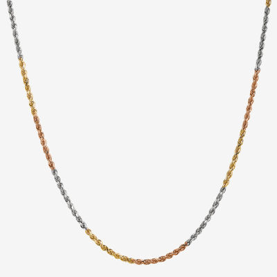 14K Tri-Color Gold Solid Rope Chain Necklace