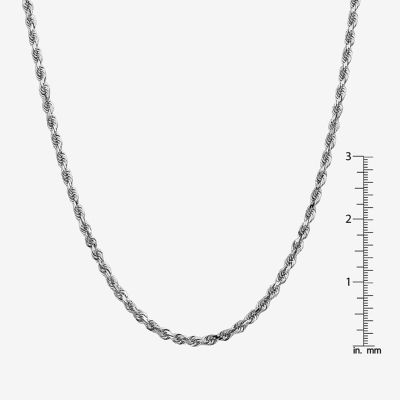 14K White Gold Inch Rope Chain Necklace