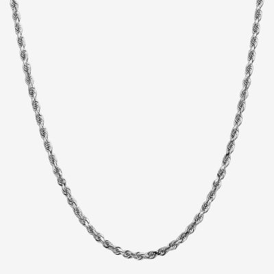 14K White Gold Inch Rope Chain Necklace