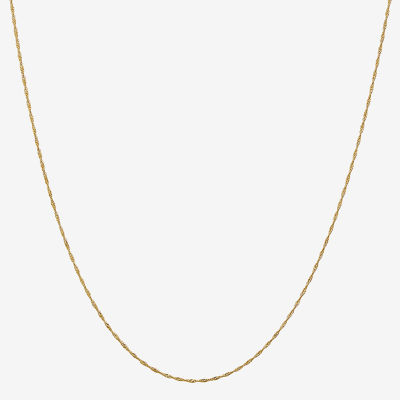 14K Gold 14-30" Solid Singapore Chain Necklace