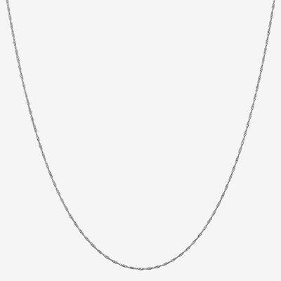 14K White Gold 14-30" Solid Singapore Chain Necklace