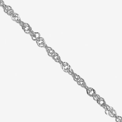 14K White Gold 14-30" Solid Singapore Chain Necklace