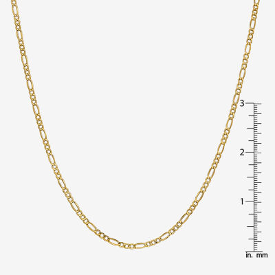 14K Gold 24 Inch Semisolid Figaro Chain Necklace