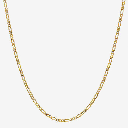 14K Gold 24 Inch Semisolid Figaro Chain Necklace, One Size