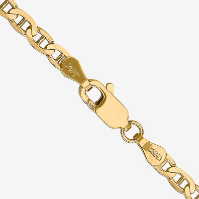 14K Gold Inch Solid Mariner Chain Necklace