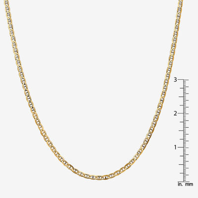 14K Gold Inch Solid Mariner Chain Necklace