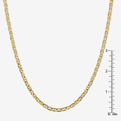 14K Gold Inch Solid Mariner Chain Necklace