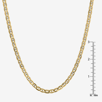 14K Gold Inch Solid Mariner Chain Necklace