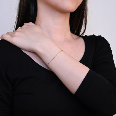 Made in Italy Womens 14K Gold Over Silver 7.5 Inch Solid Bead Chain Bracelet