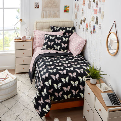 Forever 21 Butterfly Reversible Comforter Set, Color Off Black JCPenney