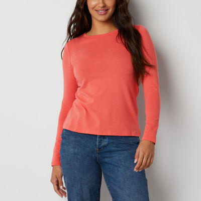 a.n.a Womens Crew Neck Long Sleeve T-Shirt