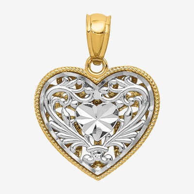 Womens 14K Two Tone Gold Heart Pendant