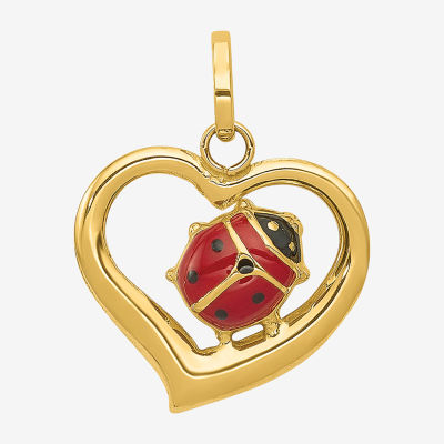 Ladybug Womens 14K Gold Heart Pendant