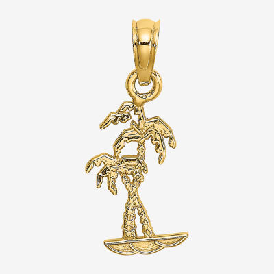 Palm Tree Womens 14K Gold Pendant