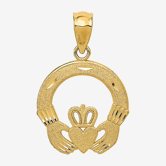 Womens 14K Gold Claddagh Pendant