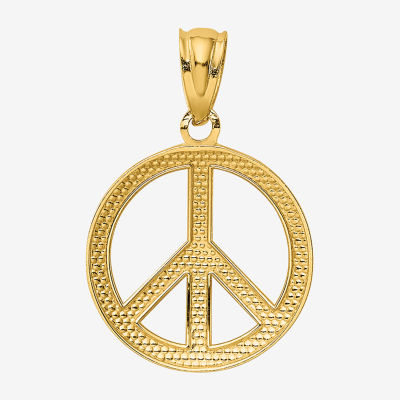 Peace Sign Womens 14K Gold Pendant