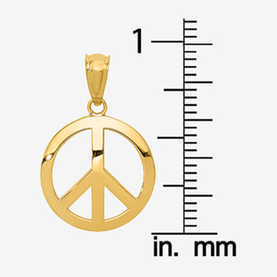 Peace Sign Womens 14K Gold Pendant