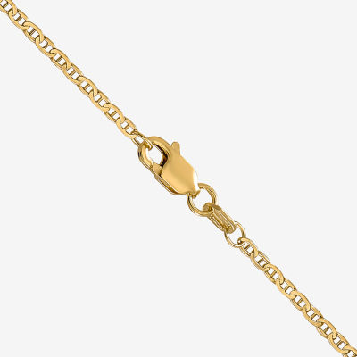 14K Gold Inch Solid Mariner Chain Necklace