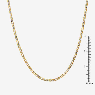 14K Gold Inch Solid Mariner Chain Necklace