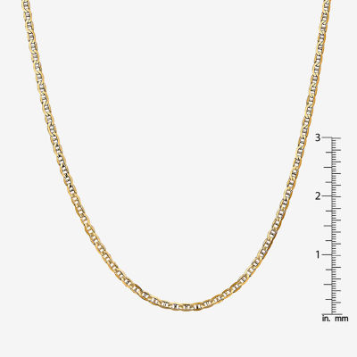 14K Gold Inch Solid Mariner Chain Necklace