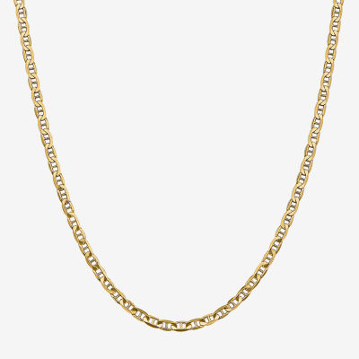 14K Gold Inch Solid Mariner Chain Necklace