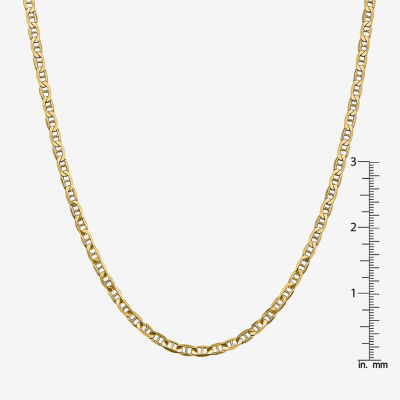 14K Gold Inch Solid Mariner Chain Necklace