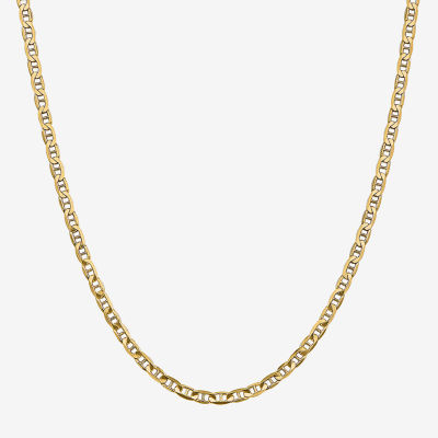 14K Gold Inch Solid Mariner Chain Necklace