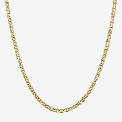 14K Gold Inch Solid Mariner Chain Necklace