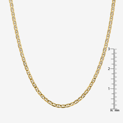 14K Gold Inch Solid Mariner Chain Necklace