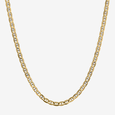 14K Gold Inch Solid Mariner Chain Necklace