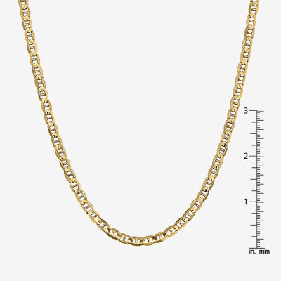 14K Gold Inch Solid Mariner Chain Necklace