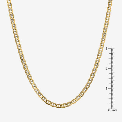 14K Gold Inch Solid Mariner Chain Necklace