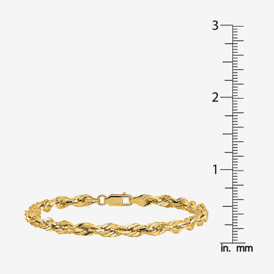 14K Gold 7 Inch Semisolid Rope Chain Bracelet