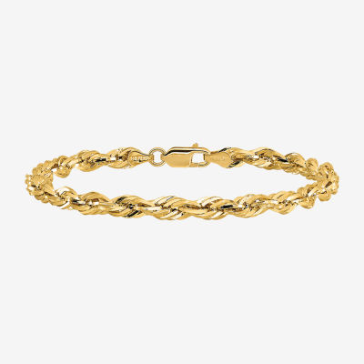 14K Gold 7 Inch Semisolid Rope Chain Bracelet