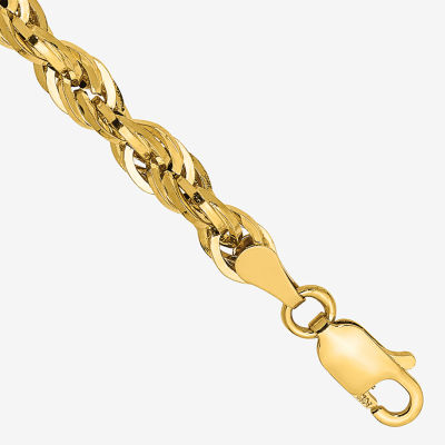 14K Gold 7 Inch Semisolid Rope Chain Bracelet