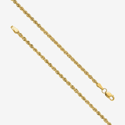 14K Gold 10 Inch Hollow Rope Heart Ankle Bracelet