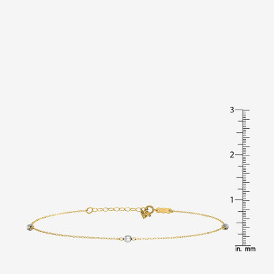 14K Two Tone Gold 9 Inch Solid Bead Ankle Bracelet