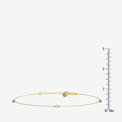 14K Two Tone Gold Inch Solid Bead Ankle Bracelet