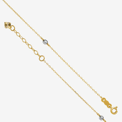 14K Two Tone Gold Inch Solid Bead Ankle Bracelet
