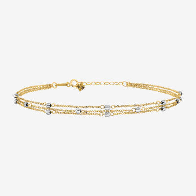 14K Two Tone Gold 9 Inch Solid Ankle Bracelet