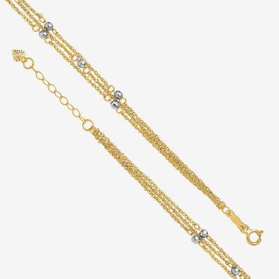 14K Two Tone Gold 9 Inch Solid Ankle Bracelet