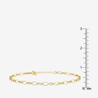 14K Gold 10 Inch Hollow Link Ankle Bracelet