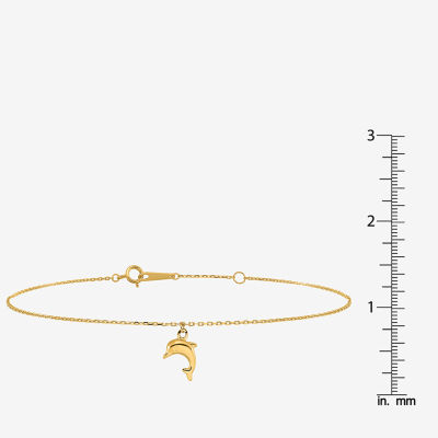 14K Gold Inch Solid Cable Ankle Bracelet