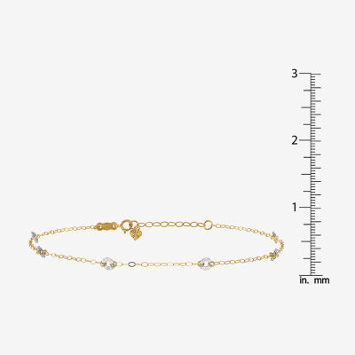 14K Two Tone Gold 9 Inch Solid Link Oval Ankle Bracelet